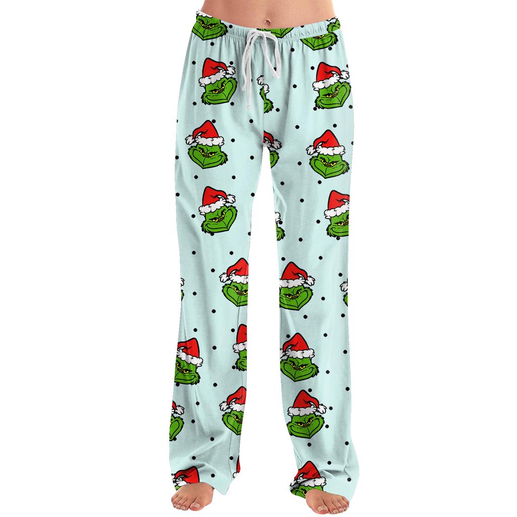 Dámské pyžamové kalhoty na spaní ležérní kalhoty se stahovací šňůrkou v pase pohodlné rovné kalhoty na jógu volné