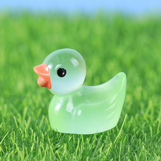 10Pcs Fluorescent Statues Creative Shape Vibrant Color Adorable Appearance Hand-crafted Luminous Tiny Duck Statues Miniature Animal Figures Supplies