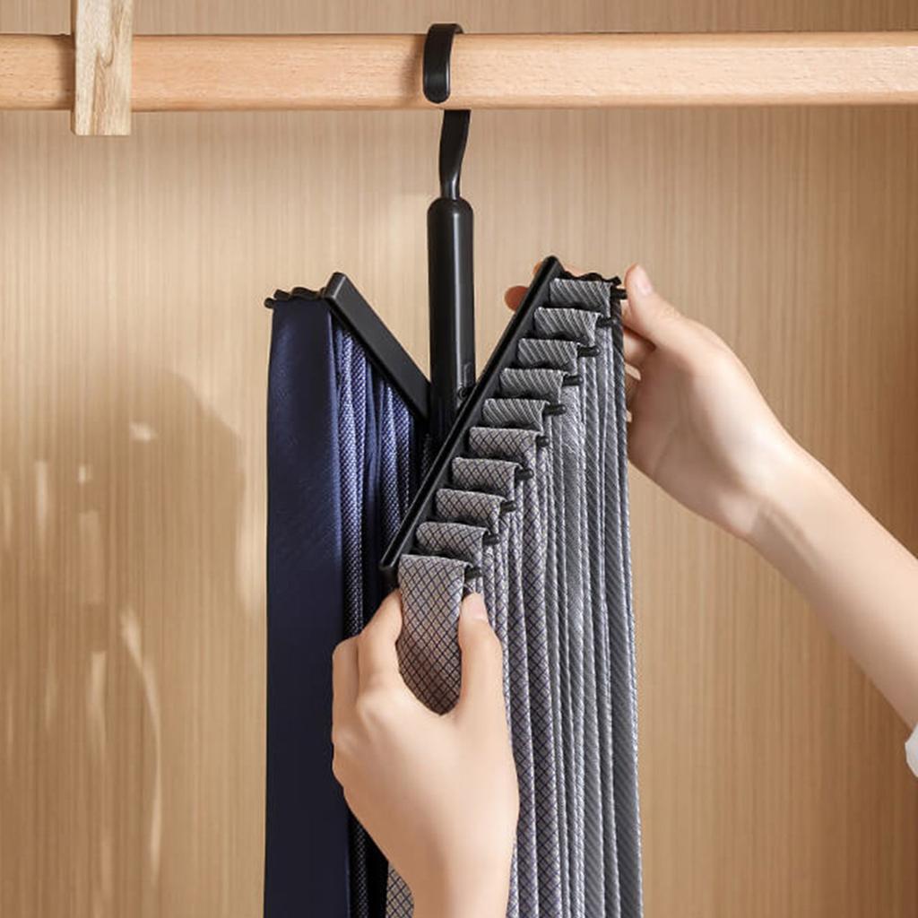 Organizator de Cravate cu 20 de Fante pentru Economie de Spațiu, Raft Eficient pentru Gestionarea Cravatelor, Umeraș cu Raft cu 20 de Poziții pentru Dulapuri Fără Dezordine