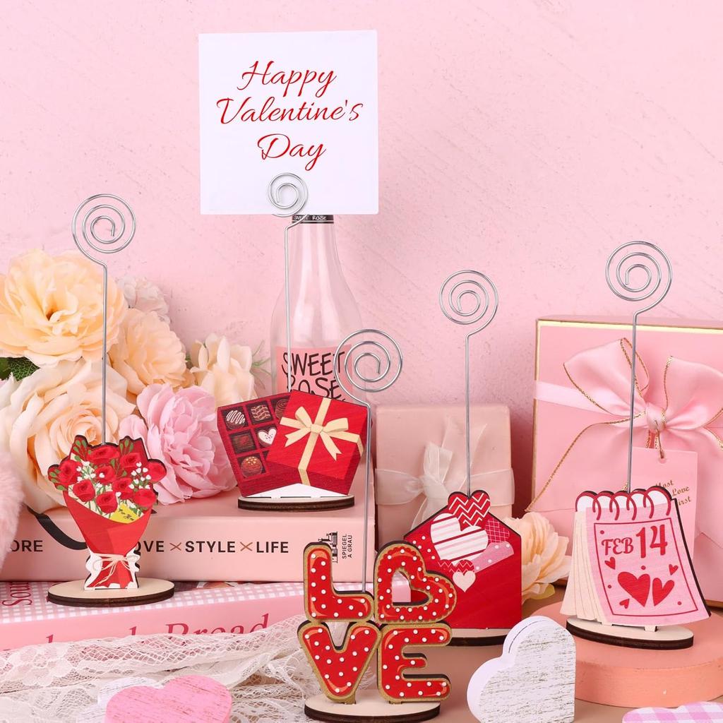 8 Pcs Valentine's Day Place Card Holder Valentines Table Centerpiece Decor Table Number Holders Valentine Table Memo Sign Picture Menu Clips for