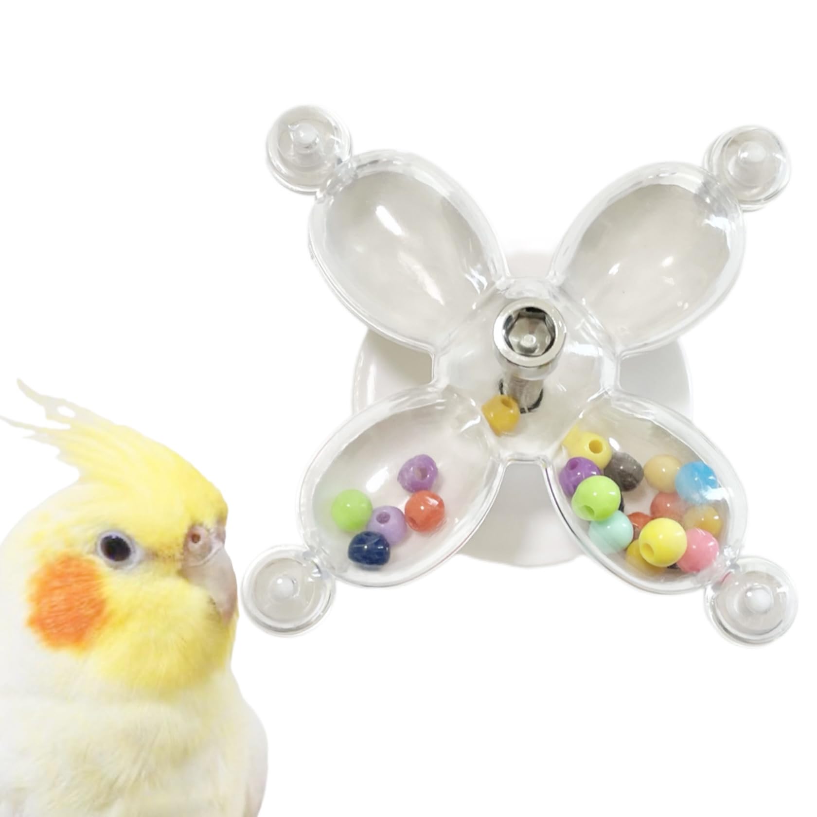 

Parakeet Toy Large Size Bell Parrot Budgerigar Sparrow Small Bird Colorful Chewing Toy Athletic Beaded Attachable 7cm Rotating (White) белый