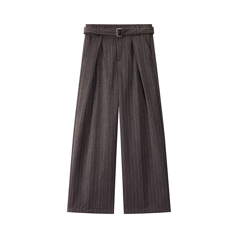 Dream Made Old Money Style New Rich Striped Belt Dress Pants Men's Autumn and Winter Loose Straight Casual Pants for Boys