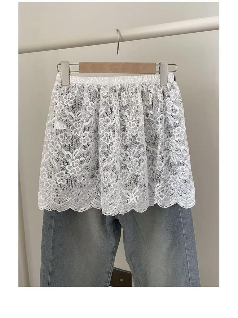Korean Lace Layered Anti-Exposure Short Skirt - Fashionable Outerwear