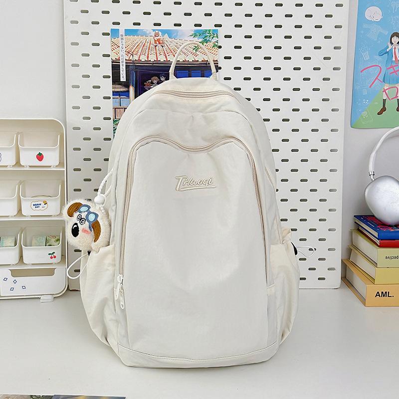Schoolbag Korean ins style solid color small fresh schoolbag female, junior high school girl high school student backpack lightweight travel backpack