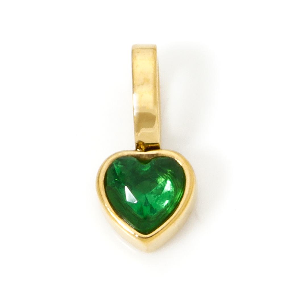 304 Stainless Steel Valentine's Day Charm Pendant 14K Gold Plated Heart Mini Multicolour Cubic Zirconia 11mm X 5.5mm, 1 Piece
