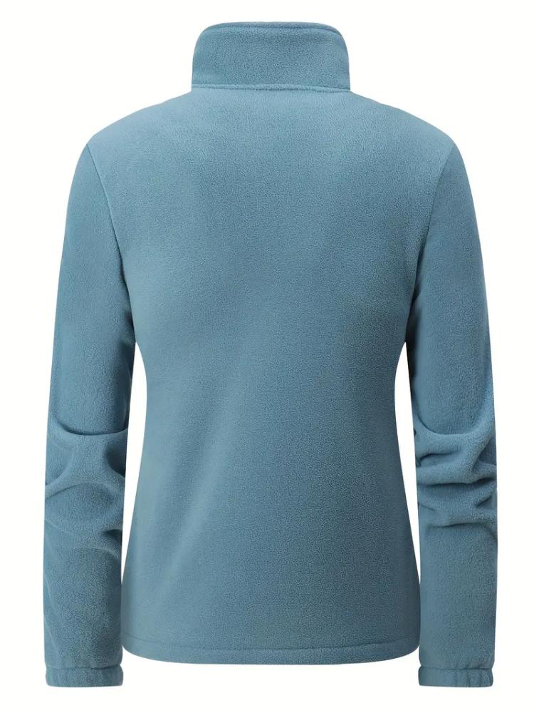 Women's Cozy Fleece-Lined Sports Jacket - Warm, Casual Zip-Up with Stand Collar for Fall/Winter