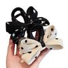 Korean Retro Polka Dot Black and White Bow Claw Clip