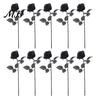 Fake Roses for Graduation Realistic Silk Black with Long Stems Wedding Centerpieces, Halloween Home Flowers Decor Decor, Artificial Faux Floral