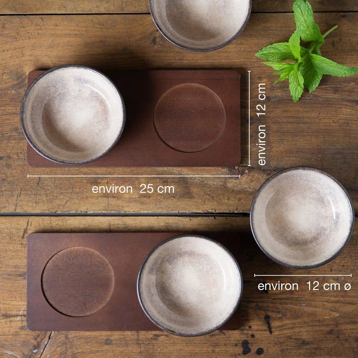 Miso-suppeskåler - MORITZ - Moritz - Sett med 6 - Porselen og sandeltre - 12 cm diameter