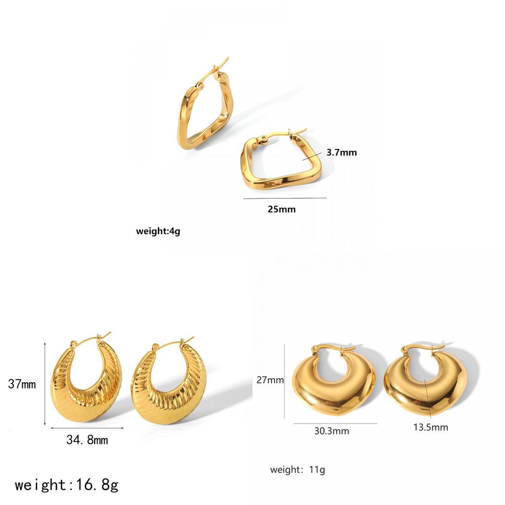Geometric Gold Stainless Steel Earrings For Women Fashion Jewelry Gift For Ladies