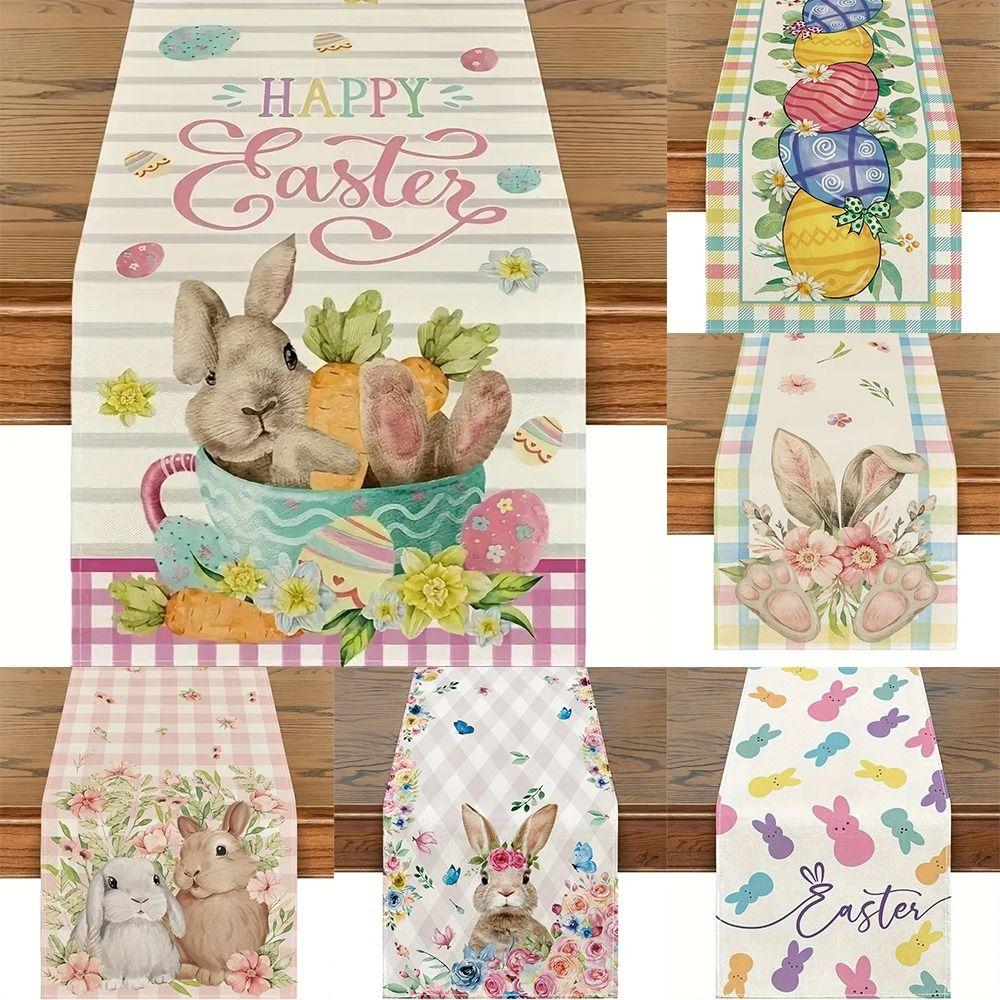 

Carrot Easter Rabbit Table Runner Egg Bunny Placemat New Easter Tablecloth Kitchen 7