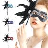 Venetian Masquerade Masks Halloween Mardi Gras Masks with Stick Ball Party Masks