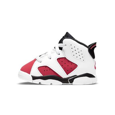 Air 6 Retro TD Carmine 2021 Bebek Spor Ayakkabı Beyaz Siyah 384667-106
