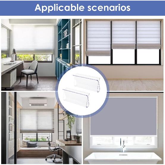 2PCS Shade Pulls for Roller Shades, Plastic Roller Hem Grip Pull Down Shades Blinds for Windows Home Car Rolling Curtain Accessories (Clear)