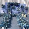 Haze Blue New Wedding Large-scale Floor Flower Simulation Silk Decorative Row T-table Road Wedding Art Set
