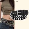 1Pc American Retro Heavy Industry Belt Accessories Women's Waist Decoration Jeans Metal Rivet Belt Wide Version