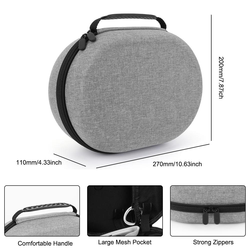 Travel Storage Bag Shockproof EVA Hard Shell Case Anti-Scratch Organizer Bag Partition with Mesh Bag for Meta Quest 3 Headset