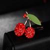 Versatile  Cherry Brooch Accessory Eye Catching Green Zircon Cherry Jewelry Pin Charm for Casual and Formal Attire