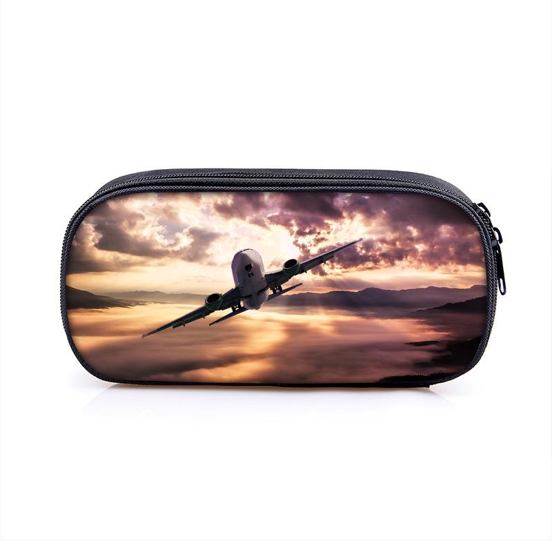 Airplane Pattern Pencil Case – Cool, Large Capacity Stationery Box for Boys and Students