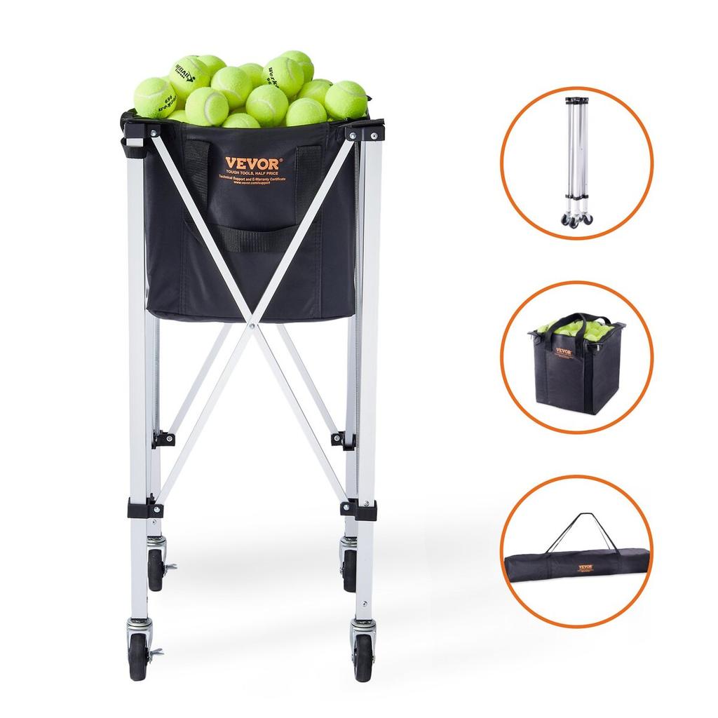 Tennis Ball Hopper Basket Teaching Tennis Ball Cart with Wheels 180 Balls