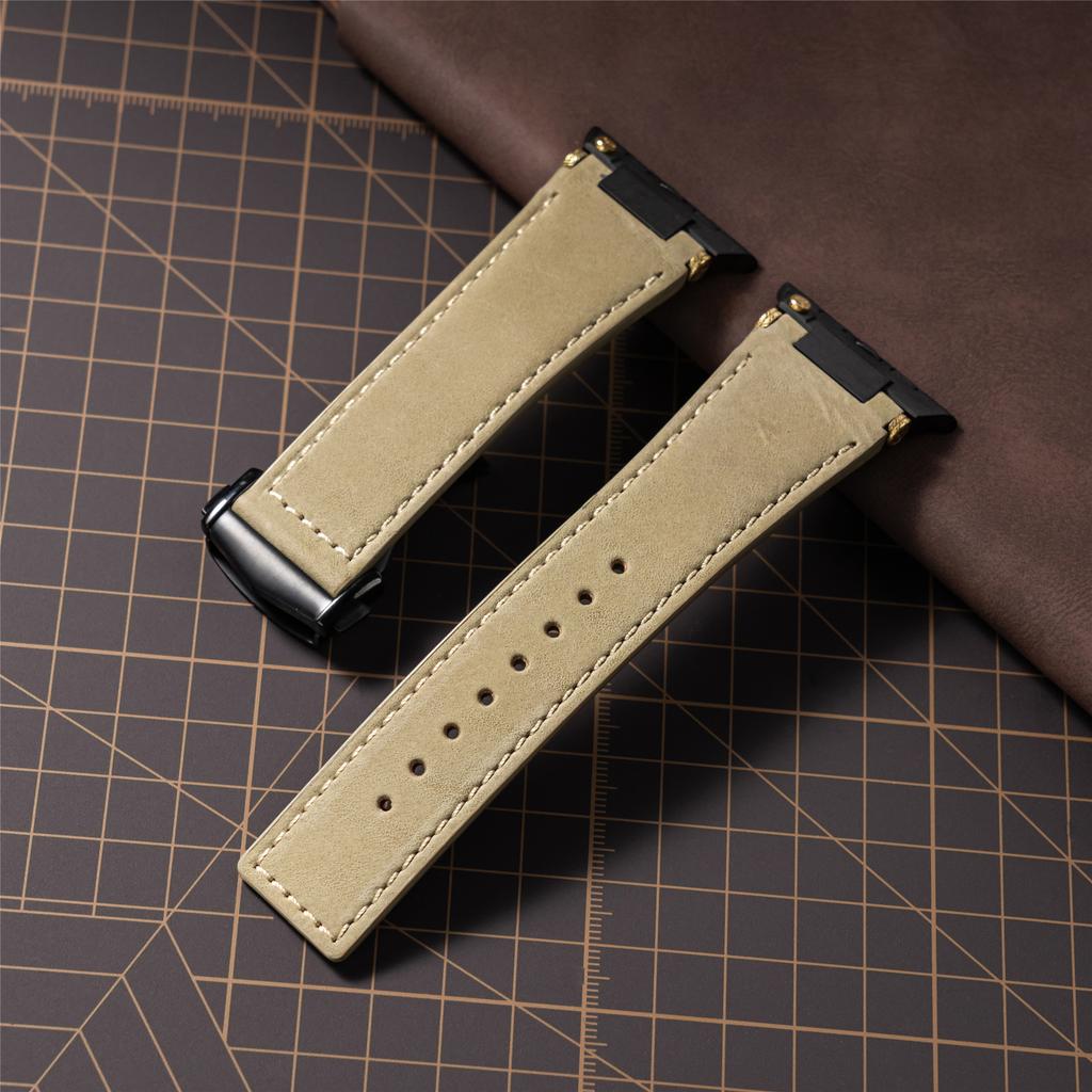 Genuine Leather Strap for Apple Watch Ultra 3 2 49mm Series 11 10 46mm Crazy Horse Leather Band for Iwatch 9 8 7 6 Se3 45mm 44mm