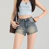 Women's High Rise A Line Denim Hot Shorts Loose Fit Medium Stretch Vintage Washed Casual Mini Shorts For Summer