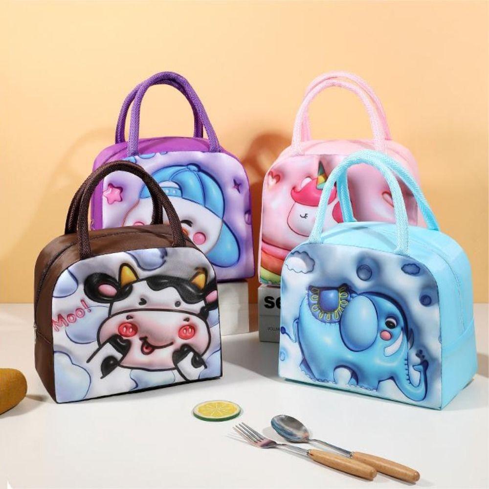 

Stereoscopic Vision Insulation Lunch Box Bag Large Capacity Thermal Bag Pouch Handbag Student unicorn