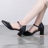 New Women Dress Shoes Cover Toe Ankle Strap Sandals Office  Mary Leisure Thick Heel Soft Bottom Simple Buckle Grace Single Shoe