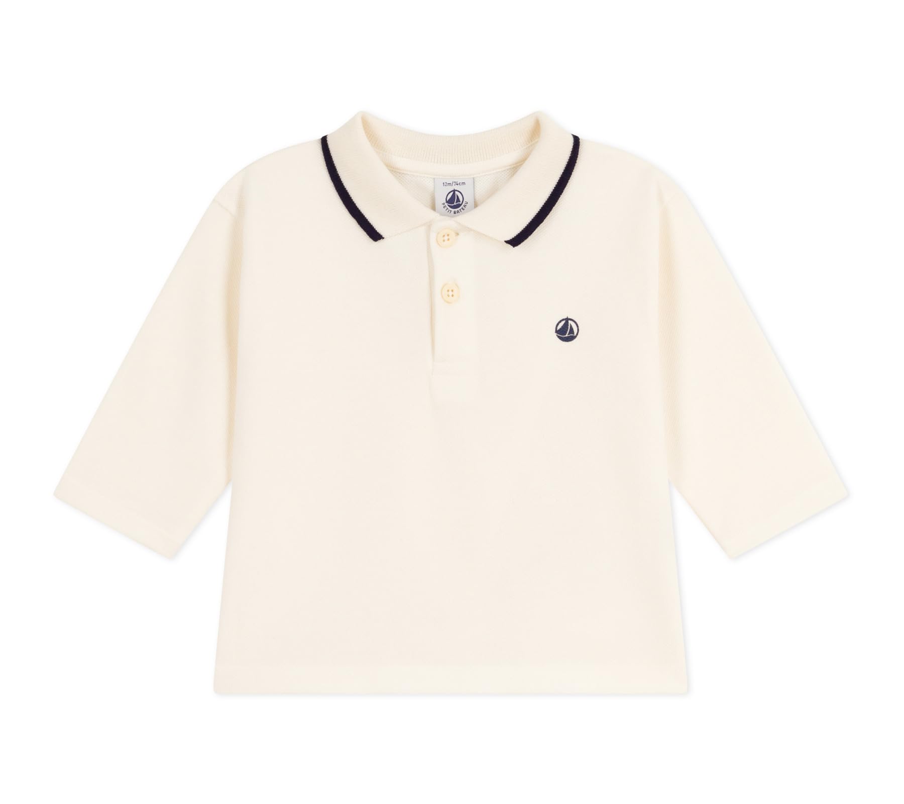 

Petit Bateau Long Sleeve Polo Shirt A0DZV 24 Months 86cm Off-White