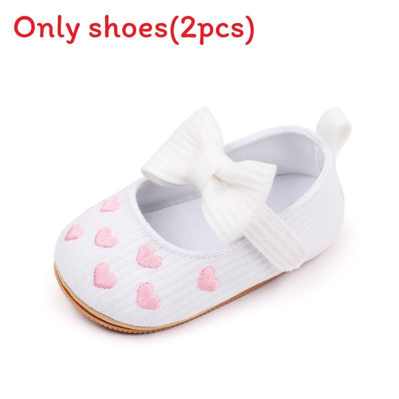 

Baby Girl Cute Fashion Princess Shoes With Love Heart Print And Bow Decoration For Spring And Fall White,13