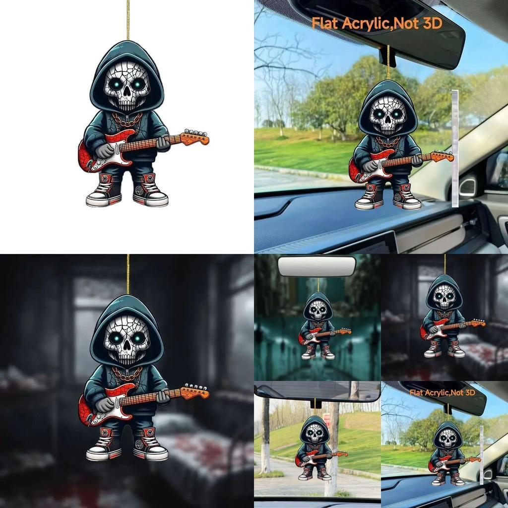 Cartoon Skull Car Ornament With Acrylic Construction For Halloween And Auto Accessories