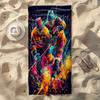 Ice Hockey Players Beach Towel Colorful Sports Art Print Action Design Quick Dry Soft Microfiber Bath Towel For Men BoysFansGift