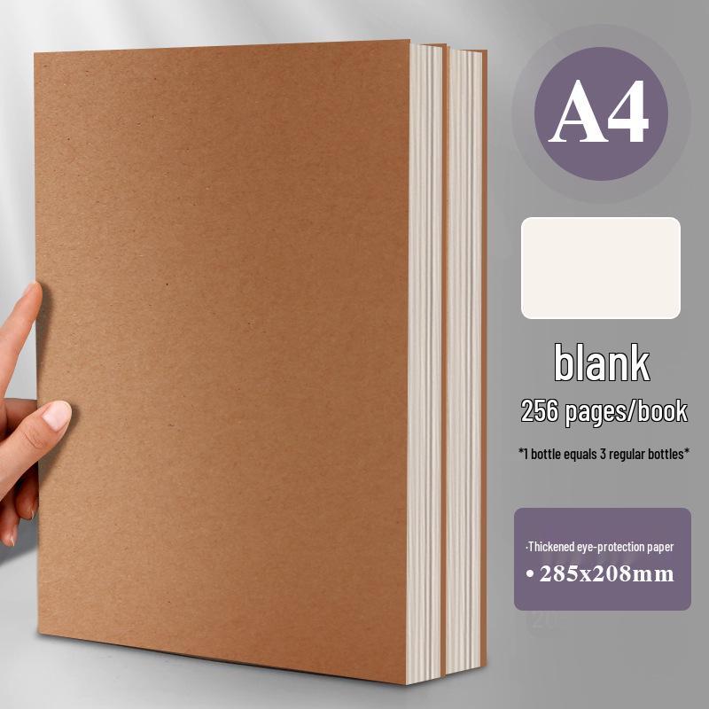 Minimalist A5 Blank and B5 Lined Notebook with A4 Grid, Xiaohongshu Inspired Style, Super Thick for Students