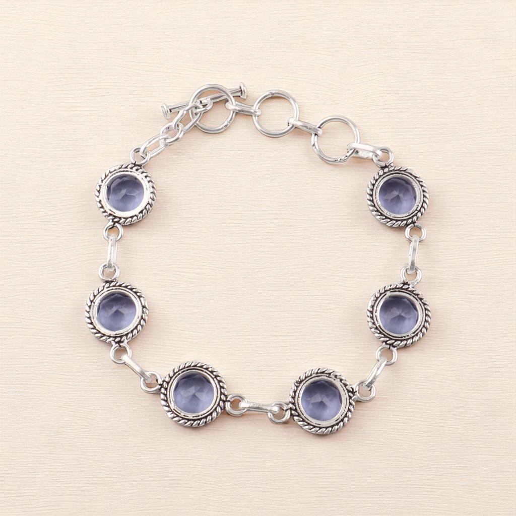 Iolite Gemstone 925 Sterling Silver Handmade Jewelry Adjustable Bracelet 7-9" RB-16-2