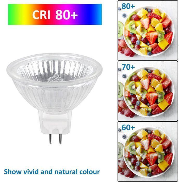 Ampoule halogène - AIMOONSA - MR16 GU5.3 - 50W 12V - 800 lm - Blanc chaud 2700K dimmable