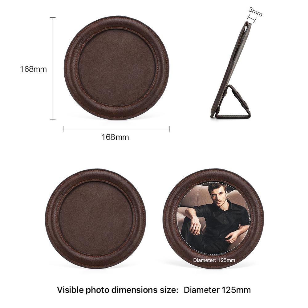 CONTACTS FAMILY Vintage Genuine Leather Desktop Picture Frame Children Family Lover Table Photo Frame
