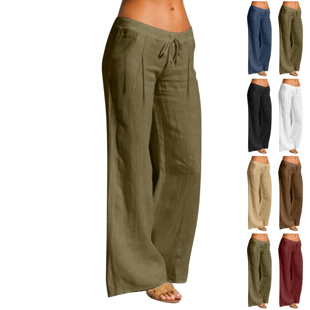 Damen Casual Loose Hosen Gerade Weitbeinige Hosen Freizeithosen