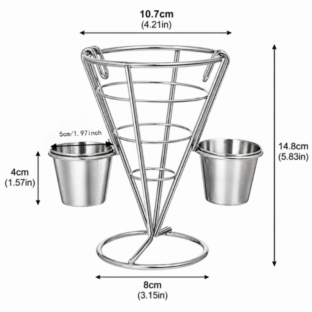 Iron Fries Display Stand Sliver Fries Baskets Durable French Fry Cone Holder Buffet Party