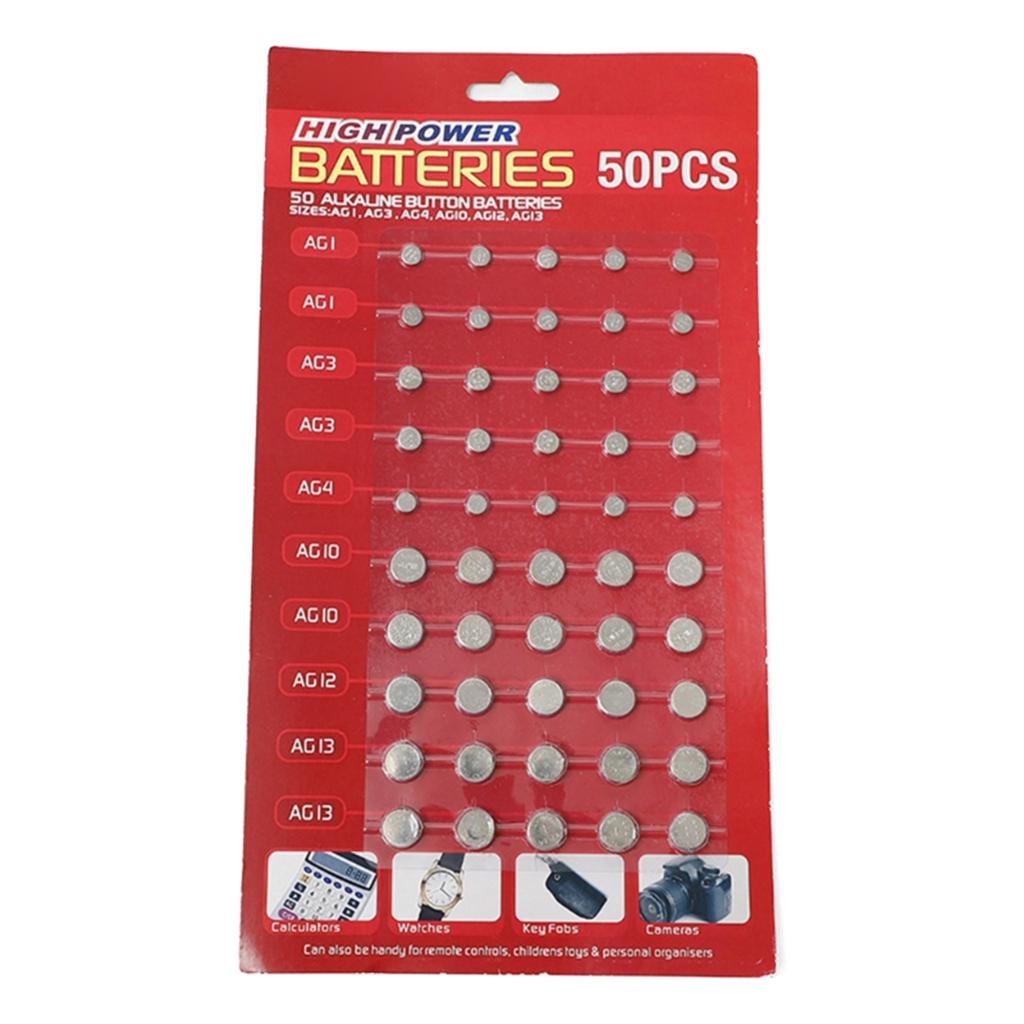 100Pcs/ AG1/AG3/AG4/AG10/AG12/AG13 Batteries Set for Watch Clock Camera Mixed Button Coin Cell Battery