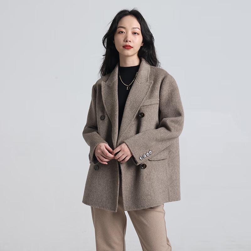 Yiliteng Damen Doppelseitiger Reiner Wollmantel