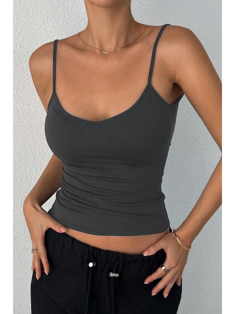 2025 Euro-American Women's Backless Solid Camisole Vest - Slim & Sexy Base Layer Outerwear