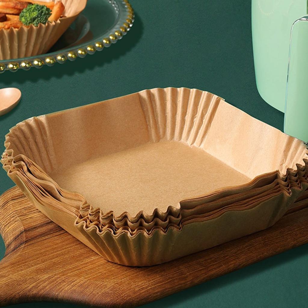 50-200 Stück Quadratisches Silikonölpapier Mini-Heißluftfritteusen-Einlage Geeignet für die meisten Heißluftfritteusen Antihaft-Heißluftfritteuse