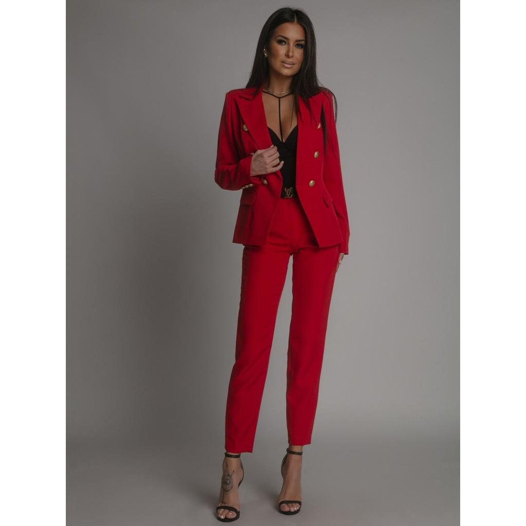 Dámský dvouřadý kancelářský oblek 2025, Profesionální blejzr s pohodlnými kalhotami, Business casual dvoudílný set pro dojíždění a pracovní oděv