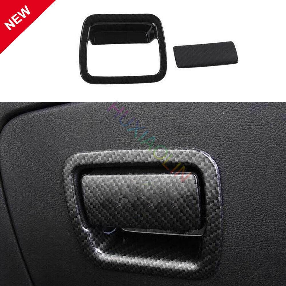 For Cadillac XT6 2020-2022 Carbon Fiber Co-Pilot Storage Box Handle Sticker 2PCS