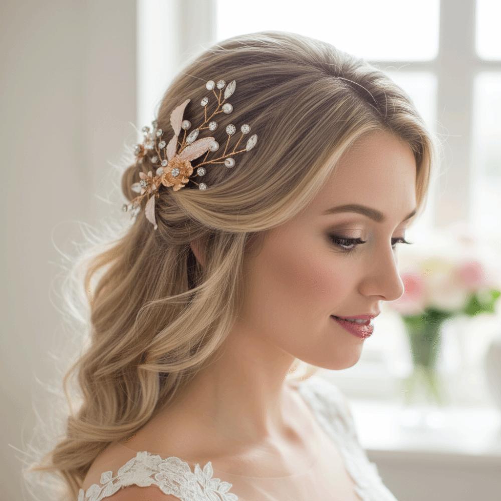 Luxuriöser Brautkopfschmuck Zink Zinklegierung Blume Strassstein Kopfschmuck Kreativer Kristall Haarclip Brautparty