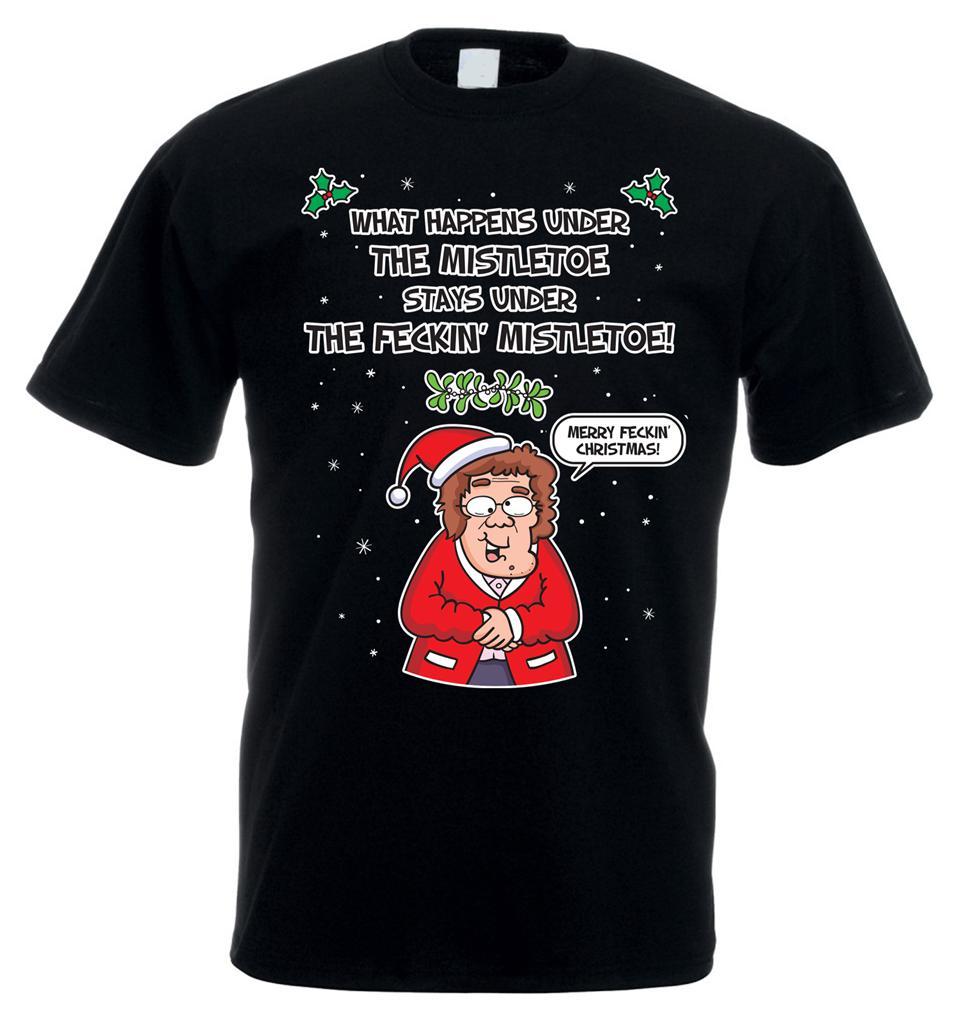 MRS BROWN MISTLETOE CHRISTMAS TSHIRT Browns Boys Xmas Funny Present XL