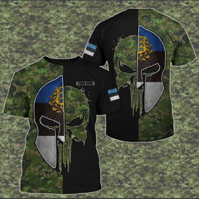 Estonia Flag Coat of Arms Graphic Tee Summer Casual Pullover Men's Fashion O-neck T-shirts Boys Oversized Short Sleeve Tops