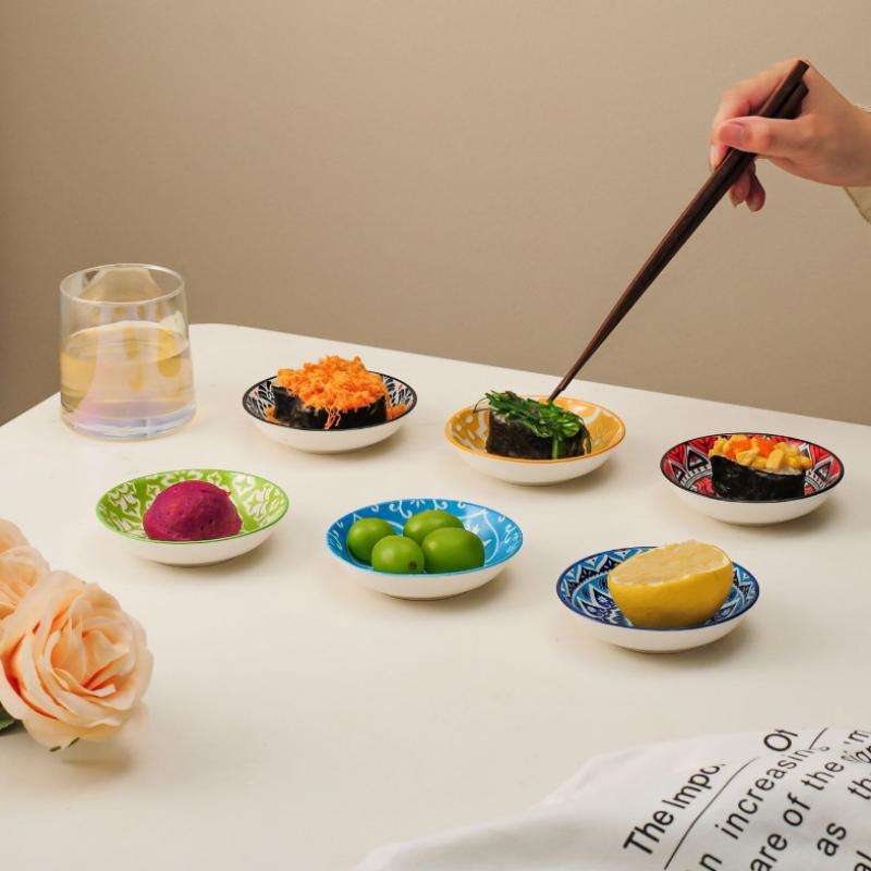 Ceramic Condiment Dishes, Bohemian Style Plates, Sauce Dishes, Suitable For Kitchens, Restaurants, Sushi Shops, And Picnics