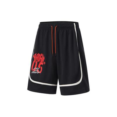 Li Ning Basketball Series Printed Loose Fit Comfortable Breathable Basketball Shorts Men Shorts Black AAPU103-3