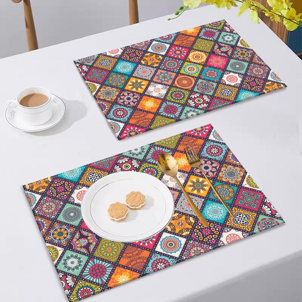 1pc Bohemian Style Printed Placemats, Durable for Home Kitchen Dining Tables